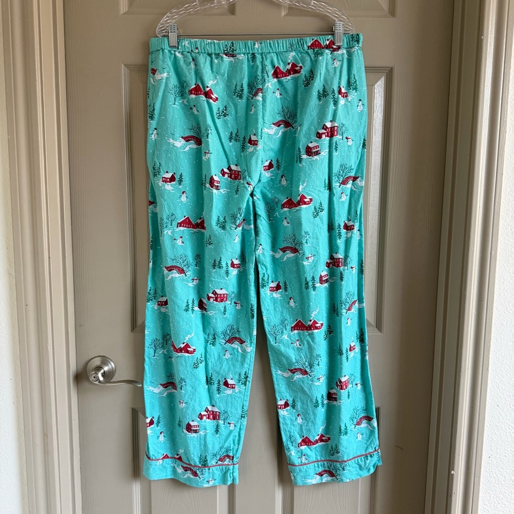 Printfresh Teal Holiday Print Pajama Set with Red Accents - Picture 7 of 13